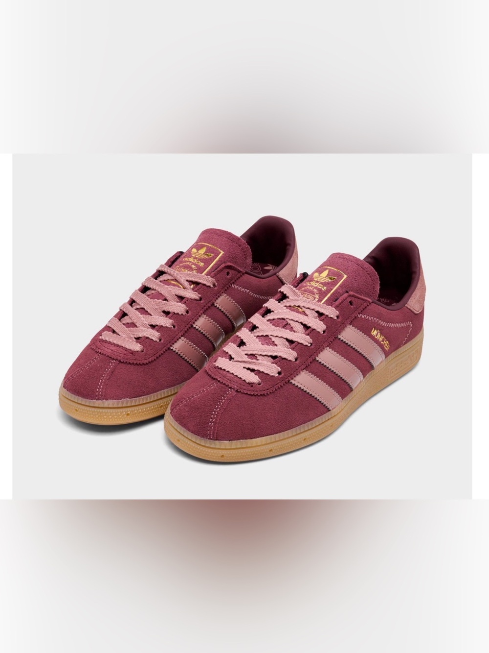 Adidas Munchen KI4286 Burgundy Pink Gum Suede Sneakers Women’s NWT